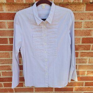 J. Crew Pleated Button Up Shirt Women's Size 10 Grey 100% Cotton Career Wear